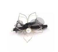 YTBHSHXZ， Pinces à cheveux latérales en organza for femmes, pinces à cheveux latérales en forme de fleur(Black)