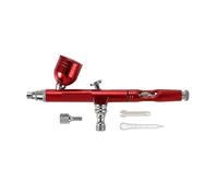 YTBHSHXZ, Pistolet pulvérisateur à double action avec buse de 0,3 mm, brosses de décoration de gâteaux rouges et dorées for manucure et ongles, avec clé et paille(NT 133R)