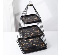 YTBHSHXZ, Plateau à gâteaux en céramique, Table à Dessert, Plateau à Fruits à Double Trois Niveaux, Snack, présentoir à gâteaux en céramique, Plateau à gâteaux(Black)