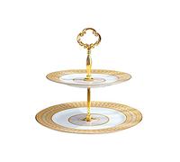 YTBHSHXZ, Poignées en métal en céramique, Table à Dessert légère de Luxe à Double Couche, présentoir de Cupcakes for Le thé de l'après-midi, Assiette à Fruits, Plateau à gâteaux