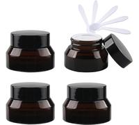 YTBHSHXZ Pots cosmétiques vides en verre vert de 50 ml, conteneurs de stockage de crème for le visage, Pots avec couvercle noir et doublures intérieures, bricolage, 4 paquets