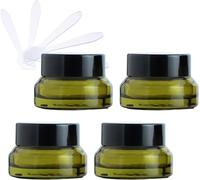 YTBHSHXZ Pots cosmétiques vides en verre vert de 50 ml, conteneurs de stockage de crème for le visage, Pots avec couvercle noir et doublures intérieures, bricolage, 4 paquets