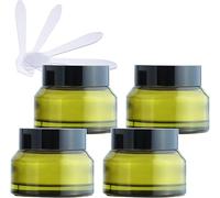 YTBHSHXZ Pots cosmétiques vides en Verre Vert de 50 ML, conteneurs de Stockage de crème for Le Visage, Pots avec Couvercle Noir et doublures intérieures, Bricolage, 4 Paquets