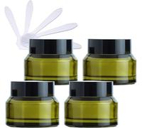 YTBHSHXZ Pots cosmétiques vides en Verre Vert de 50 ML, conteneurs de Stockage de crème for Le Visage, Pots avec Couvercle Noir et doublures intérieures, Bricolage, 4 Paquets