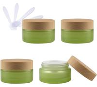 YTBHSHXZ Pots cosmétiques vides en verre vert de 50ml, avec couvercle à vis, petits conteneurs de 50g, Pot de stockage for les cosmétiques de voyage + 4 spatules, 4 pièces(30ml)