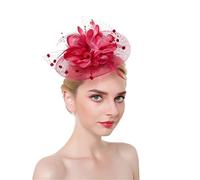 YTBHSHXZ, Serre-tête à plumes, pinces à cheveux, cocktail, maille solide, épingles à cheveux for femmes, ruban, couvre-chef(Wine Red)