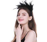 YTBHSHXZ， Serre-tête en plumes for mariée, accessoire de coiffure solide, accessoire de coiffure for cocktail(Black)