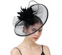 YTBHSHXZ， Voiles de mariée, fascinateurs, couvre-chefs de mariage for femmes, pinces à cheveux, plumes, fleurs, accessoires for cheveux(Black)
