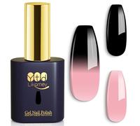 YTD Likomey Vernis Semi Permanent à Ongles Changement de Couleur Gel, 15ml Changeant de Température Soak Off UV LED Manucure Nail Gel Rose-Noir WB619