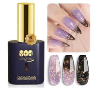 YTD Likomey Vernis Semi Permanent Caméléon Vernis à Ongle Changement De Couleur Gel,15ml Paillettes Multicolores Changeant De Température UV Gel Manucure-Gris Pourpre Noir