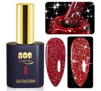 YTD Likomey Vernis Semi Permanent Pailleté Reflechissante,15ml Rouge UV Vernis à Ongles Paillettes Réfléchissant Brillant Nail Art Manucure Gel,SZ001