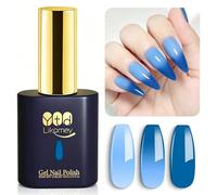 YTD Likomey Vernis Semi Permanent Vernis à Ongle Changement De Couleur Gel,15ml Bleu Clair Bleu Changeant De Température Soak Off UV LED Gel Vernis Manucure,WB205