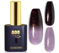 YTD Likomey Vernis Semi Permanent Vernis à Ongle Changement De Couleur Gel,15ml Paillettes Multicolores Changeant De Température UV Gel Manucure-Gris Pourpre Noir