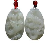 YTDJJWLS 1 paire de pendentifs en jade blanc avec pendentif dragon phénix jade haut de gamme créatif, pierre, sans pierre précieuse, Pierre, Pas de gemme