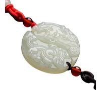 YTDJJWLS 1 paire de pendentifs en jade blanc dragon et phénix de bon augure jade pendentif jade collier, pierre, sans pierre précieuse