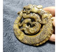 YTDJJWLS Antiques Xiuyu Pendentif Fushou Double Face Creux Jade Ancien Fengshui