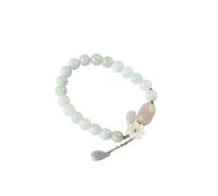 YTDJJWLS Bracelet chinois en jadite naturelle avec fleur de conque, pierre précieuse, sans pierre précieuse