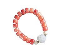 YTDJJWLS Bracelet de 18 cm de style tibétain pour couple avec tête de Bouddha Tugua sculptée - Pierre sans pierre précieuse