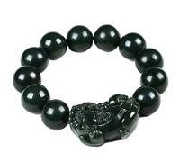 YTDJJWLS Bracelet jonc chinois en jade vert foncé naturel Pixiu, bijou tendance, sans pierre précieuse