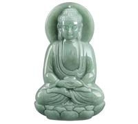 YTDJJWLS Collier avec pendentif Bouddha en jade naturel - Bijou vert en jadéite - Sans pierre précieuse