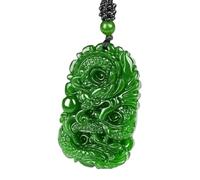 YTDJJWLS Collier avec pendentif dragon en jade vert naturel - Accessoires de mode - Amulette sculptée à la main - Pierre non précieuse