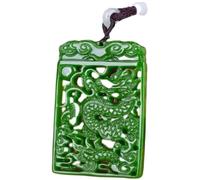 YTDJJWLS Collier avec pendentif dragon en jaspe naturel en jade vert ajouré, pierre non précieuse