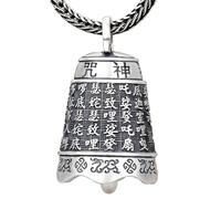 YTDJJWLS Collier avec pendentif en forme de cloche de mantra à six caractères style religieux vintage argenté