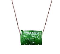 YTDJJWLS Collier avec pendentif en perles de jade vert naturel, accessoires sculptés à la main, amulette porte-bonheur pour homme, pierre, sans pierre précieuse