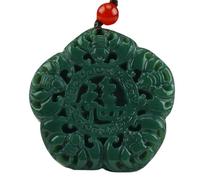 YTDJJWLS Collier avec pendentif porte-bonheur chinois sculpté en jade vert naturel, sans pierre précieuse
