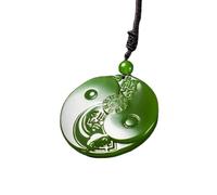 YTDJJWLS Collier avec pendentif Taiji Bagua en jade vert naturel sculpté en jadéite, amulette, pierre, sans pierre précieuse