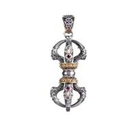 YTDJJWLS Collier avec pendentif vintage bouddhiste Dharma Vajra - Amulette religieuse - Blanc - En aluminium - Sans pierre précieuse
