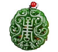 YTDJJWLS Collier de perles avec pendentif dragon en jade vert naturel, bijou en jadéite, amulette sculptée double face, pierre non précieuse