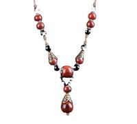 YTDJJWLS Collier ethnique fait à la main avec pendentif bohème en forme de pompon, pierre non précieuse