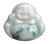 YTDJJWLS Pendentif Bouddha Gong Maitreya en jade naturel de 37,5 mm pour homme et femme, pierre sans pierre précieuse