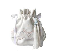 YTDJJWLS Petit sac brodé à la main style ethnique antique sac à main Hanfu, blanc, taille L
