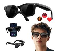 ytdzinoi Lunettes Connectées avec Microphone Et Haut-parleurs Intégrés,Lunettes De Soleil IA avec 100 Langues Traducteur,Fréquence Cardiaque & Spo2 & Température, UV400 Protection pour Homme Femme