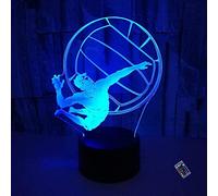 YTDZLTD 3D Volleyball Nuit Lampe 16 Couleurs Changeantes Puissance USB Télécommande Contact Switch Lampe Décorative Illusion Optique LED Lampe de Table Anniversaire Noël Cadeau Enfants Jouets