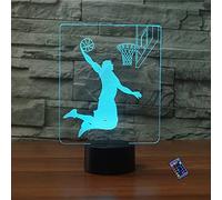 YTDZLTD Créatif 3D Basketball Nuit Lampe 16 Couleurs Changeantes Puissance USB Télécommande Lampe Décorative LED Lampe de Table Anniversaire Noël Cadeau Enfants Jouets