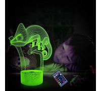 YTDZLTD Créatif 3D Caméléon Nuit Lampe 16 Couleurs Changeantes Puissance USB Télécommande Contact Switch Lampe Décorative Illusion Optique LED Lampe de Table Anniversaire Noël Cadeau Enfants Jouets