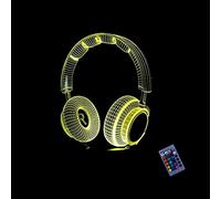 YTDZLTD Créatif 3D Casque Nuit Lampe 16 Couleurs Changeantes Puissance USB Télécommande Contact Switch Lampe Décorative Illusion Optique LED Lampe de Table Anniversaire Noël Cadeau Enfants Jouets