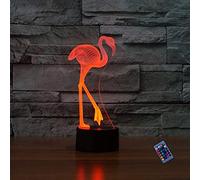 YTDZLTD Créatif 3D Flamants Nuit Lampe 16 Couleurs Changeantes Puissance USB Télécommande Contact Switch Décorative Illusion Optique LED Lampe de Table Anniversaire Noël Cadeau Enfants Jouets