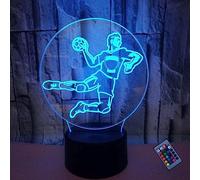 YTDZLTD Créatif 3D Handball Nuit Lampe 16 Couleurs Changeantes Puissance USB Télécommande Contact Switch Lampe Décorative Illusion Optique LED Lampe de Table Anniversaire Noël Cadeau Enfants Jouets