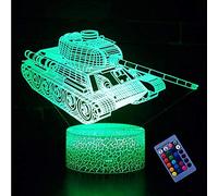 YTDZLTD Créatif 3D Réservoir Nuit Lampe 16 Couleurs Changeantes Puissance USB Télécommande Contact Switch Lampe Décorative Illusion Optique LED Lampe de Table Anniversaire Noël Cadeau Enfants Jouets