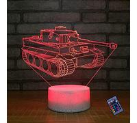 YTDZLTD Créatif 3D Réservoir Nuit Lampe 16 Couleurs Changeantes Puissance USB Télécommande Contact Switch Lampe Décorative Illusion Optique LED Lampe de Table Anniversaire Noël Cadeau Enfants Jouets