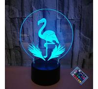 YTDZLTD Créative 3D en forme de flamant rose 16 couleurs changeantes Télécommande USB Lampe décorative Lampe de table LED pour enfants Cadeau de Noël ou d'anniversaire