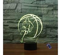YTDZLTD Illusion Optique 3D Basketball Nuit Lampe 16 Couleurs Changeantes Puissance USB Télécommande Contact Switch Lampe Décorative LED Lampe de Table Anniversaire Noël Cadeau Enfants Jouets
