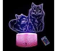YTDZLTD Illusion Optique 3D Chat Nuit Lampe 16 Couleurs Changeantes Puissance USB Télécommande Contact Switch Lampe Décorative LED Lampe de Table Anniversaire Noël Cadeau Enfants Jouets
