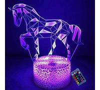 YTDZLTD Illusion Optique 3D Cheval Nuit Lampe 16 Couleurs Changeantes Puissance USB Télécommande Contact Switch Lampe Décorative LED Lampe de Table Anniversaire Noël Cadeau Enfants Jouets