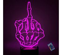 YTDZLTD Illusion Optique 3D Doigt du Milieu Nuit Lampe 16 Couleurs Changeantes Puissance USB Télécommande Contact Switch Lampe Décorative LED Lampe de Table Anniversaire Noël Cadeau Enfants Jouets