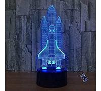 YTDZLTD Illusion Optique 3D Fusée Nuit Lampe 16 Couleurs Changeantes Puissance USB Télécommande Contact Switch Lampe Décorative LED Lampe de Table Anniversaire Noël Cadeau Enfants Jouets